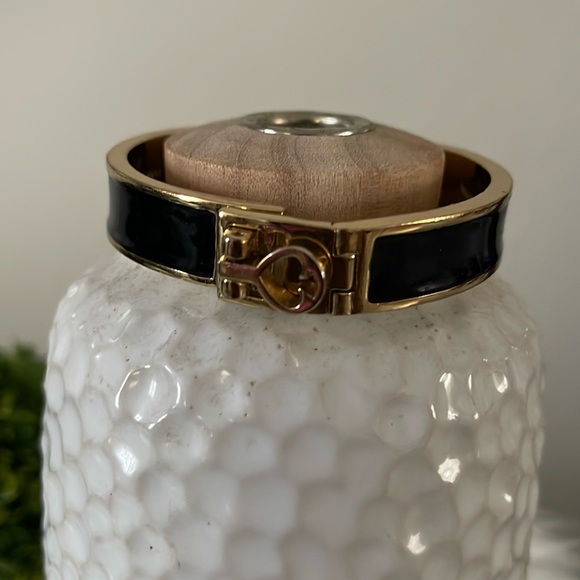 Kate Spade gold and black bangle bracelet with opening. EUC. - Picture 3 of 11